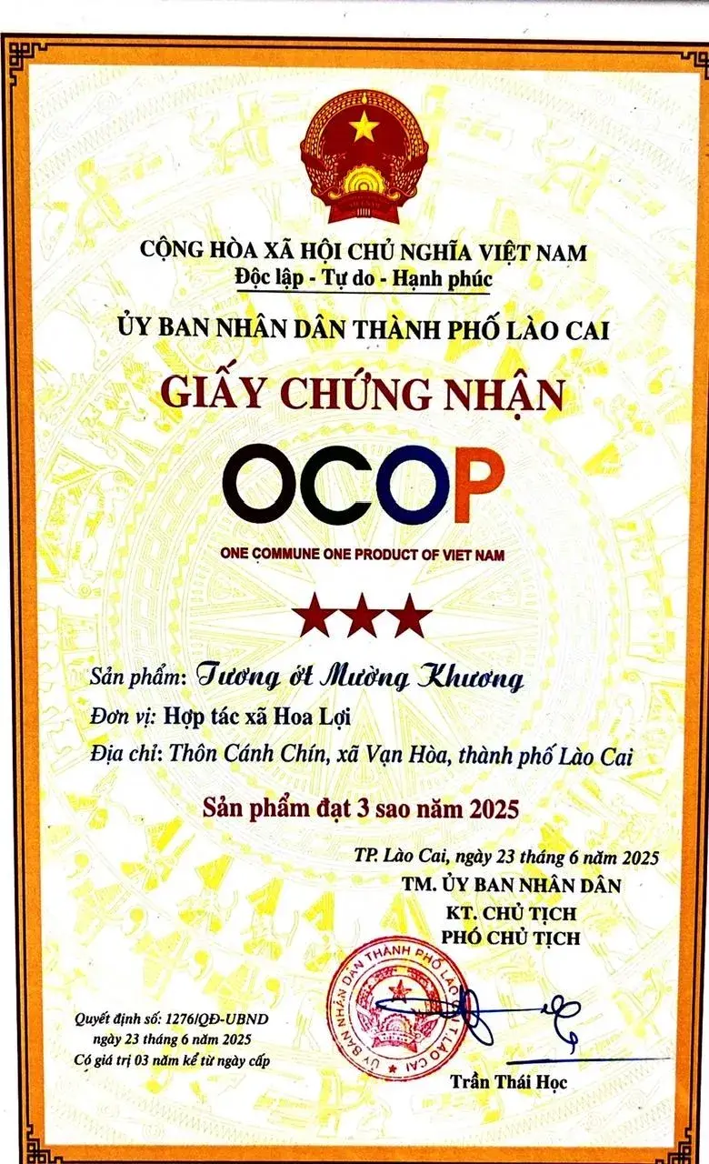 Tương ớt Mường Khương đạt OCOP 3 sao